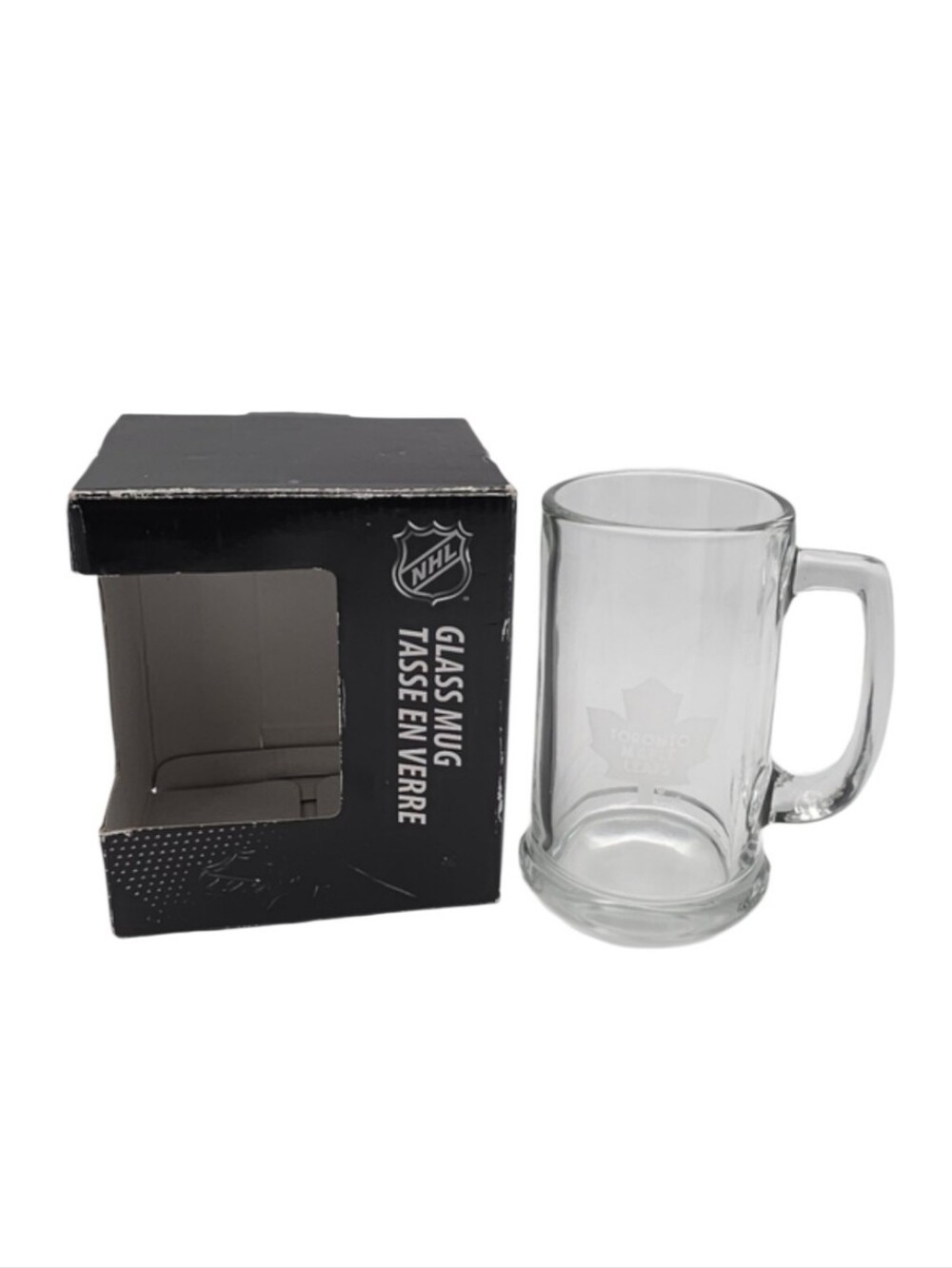 NHL Clear Glass Beer Mug with Etched Toronto Maples Logo NEW